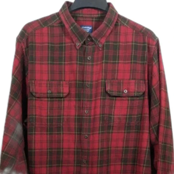 Faded Glory Mens 2XL Red/Black Plaid Long-sleeve Flannel Shirt Button Collar - Picture 4 of 12